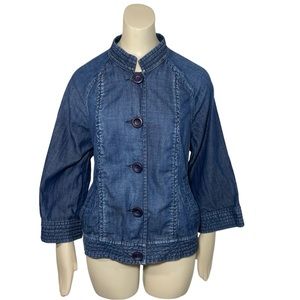 Lucky Brand chambray button up lightweight jacket sz L